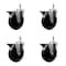 Service Caster 5'' Soft Rubber Wheel Swivel 7/16'' Grip Ring Stem Caster Set with Brake, 4PK SCC-GR20S514-SRS-PLB-716138-4 - alternate 1